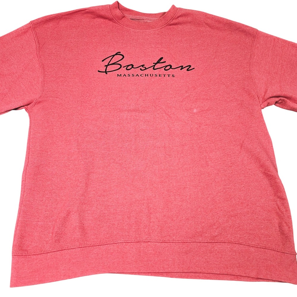 Boston Massachusetts Sweatshirt 2XL Red Soft Fleece Bay State Gear Script Travel